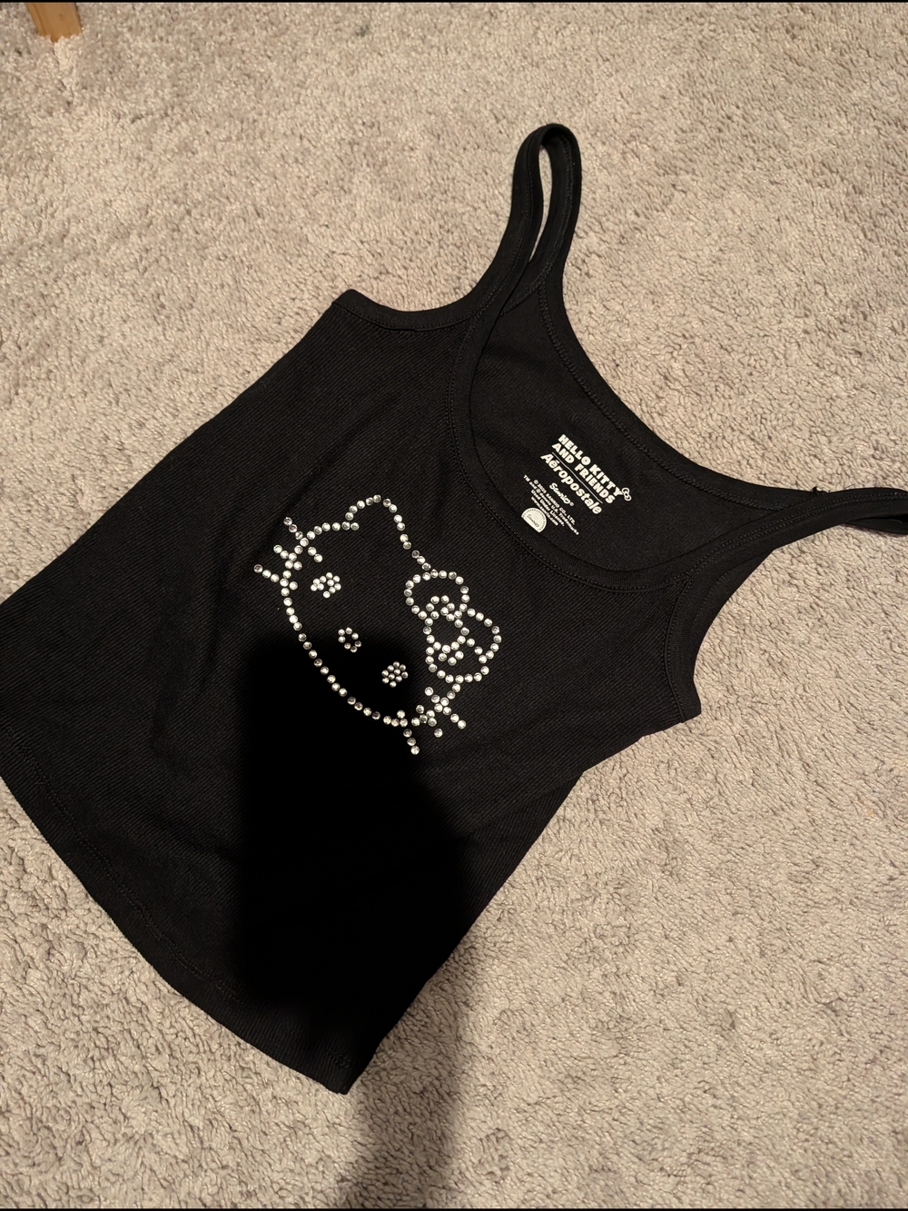 Aeropostale Hello Kitty Black Rhinestone Tank Top